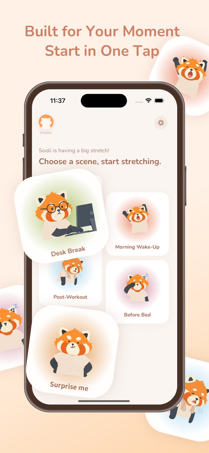SooFlow — red panda Sooli guiding neck and shoulder stretch routine